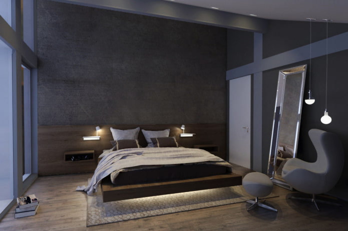 cama flutuante com iluminação no interior