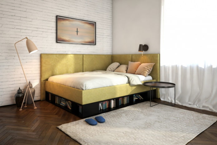 cama com duas cabeceiras no interior