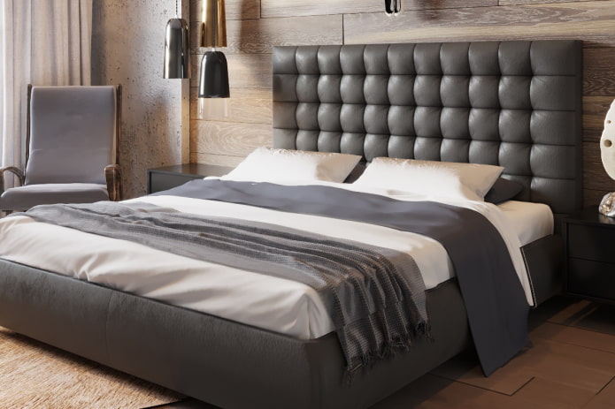 cama com cabeceira acolchoada no interior