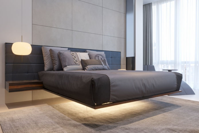 cama com cabeceira macia em estilo moderno