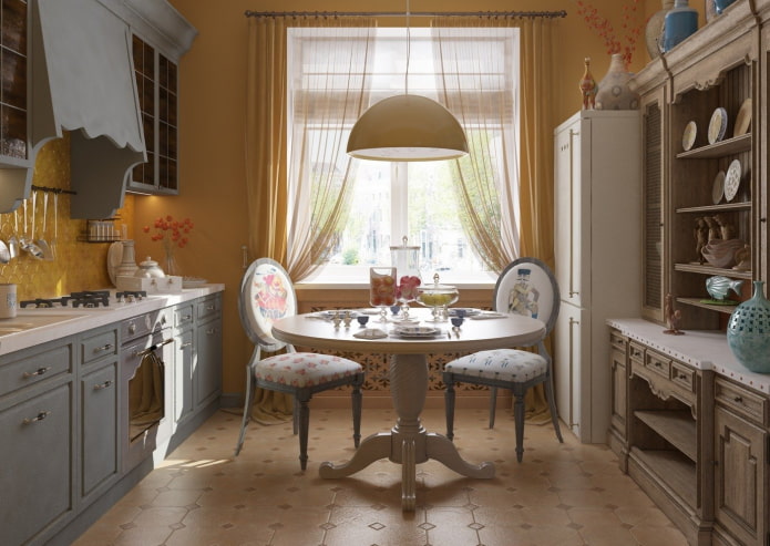mesa redonda na cozinha em estilo provençal