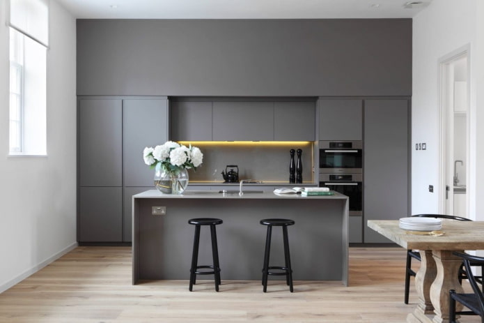 Minimalismo em uma cozinha cinza
