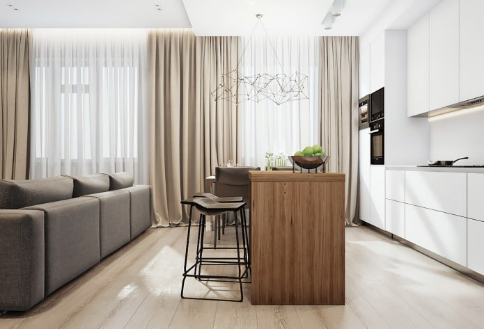 Cozinha com mesa de ilha