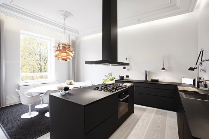 Cozinha com ilha no estilo minimalista
