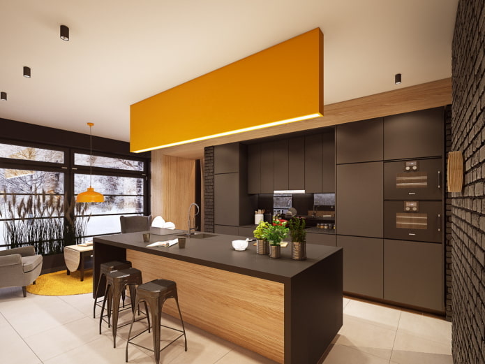 conjunto de móveis no interior da cozinha em estilo Art Nouveau