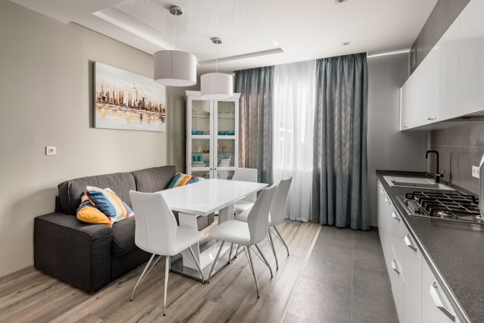 design de um grupo de jantar na cozinha no estilo moderno
