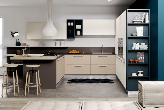 Sistemas de armazenamento na cozinha em estilo moderno
