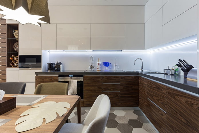 iluminação no interior da cozinha no estilo Art Nouveau