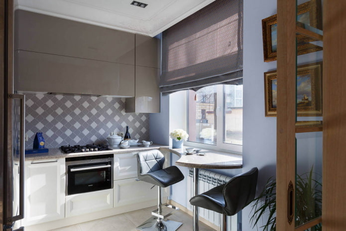 têxteis no interior da cozinha em estilo moderno