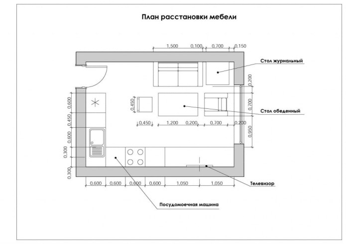 planejando uma cozinha-sala de estar de 12 metros quadrados