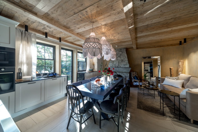 Design da cozinha-sala de estar