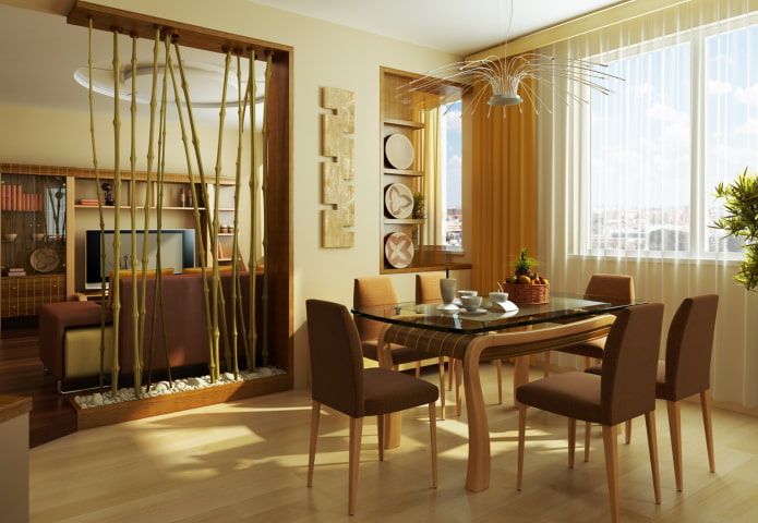 design de interiores de cozinha e sala de estar
