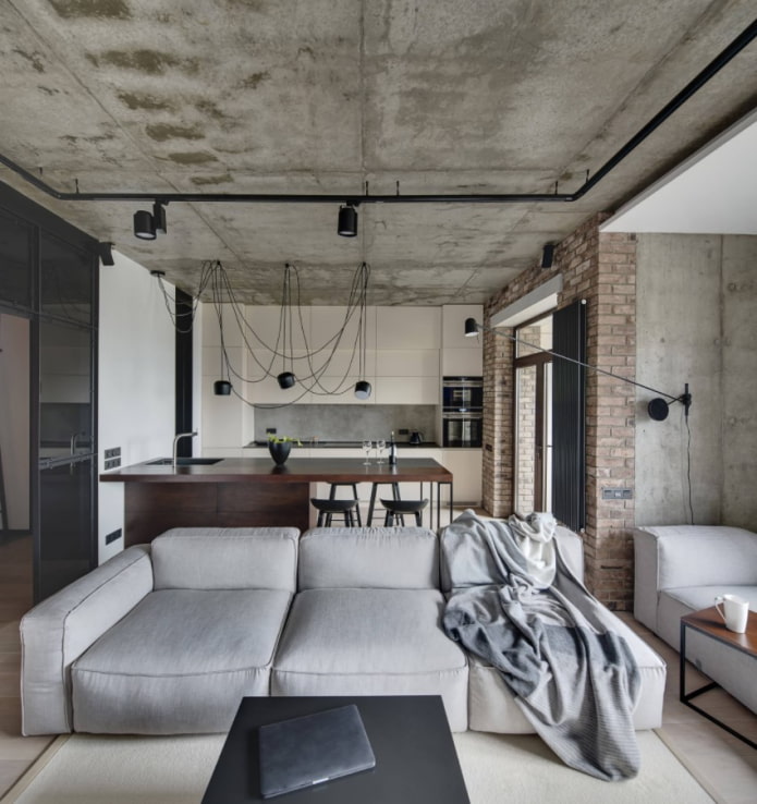 sofá para um estúdio no estilo loft