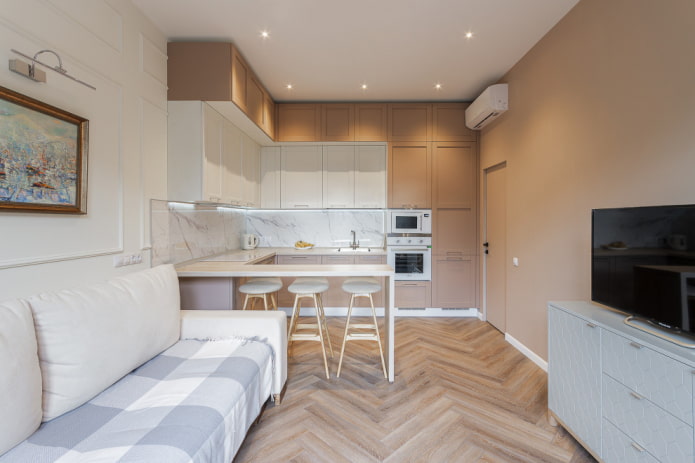 separação da sala de estar e da cozinha