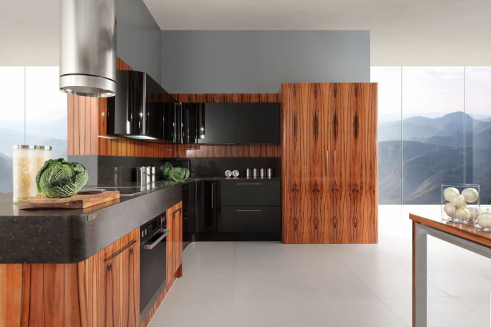 madeira vermelha na cozinha