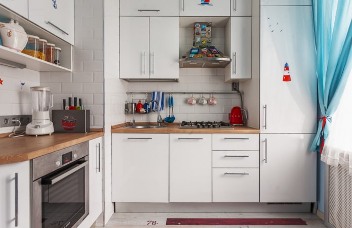 Cozinha em estilo escandinavo com fogão a gás