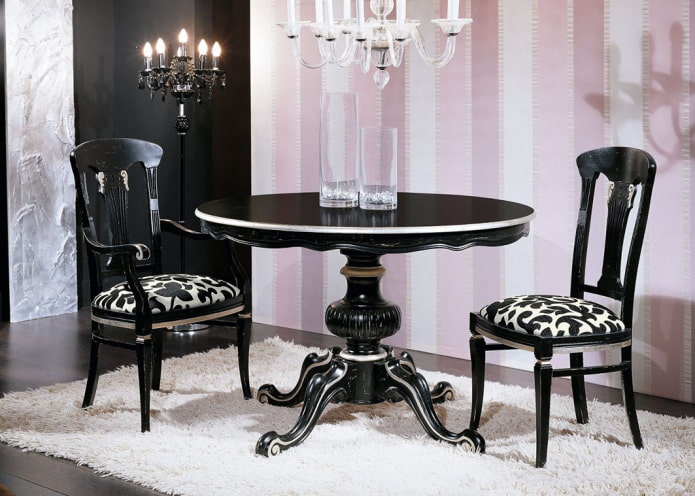 mesa preta com pátina