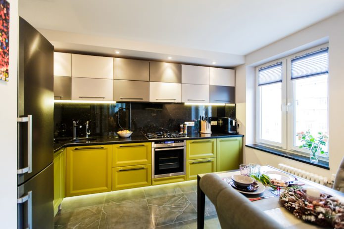 conjunto verde com bancada escura