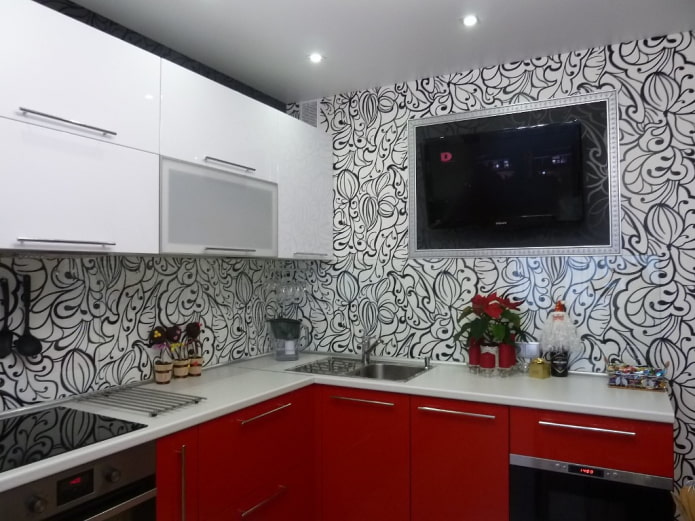 cozinha vermelha e preta