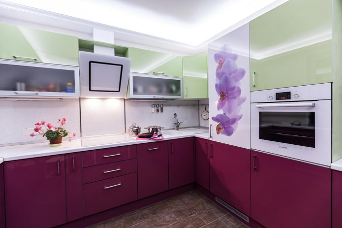 conjunto de cozinha roxo