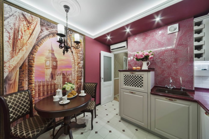 decoração e iluminação do espaço da cozinha no estilo inglês