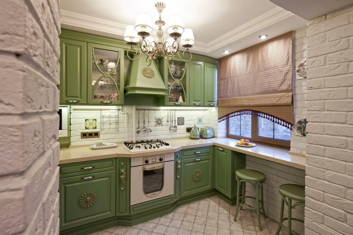 decoração têxtil da cozinha no estilo britânico