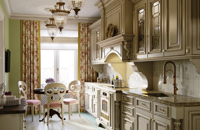 decoração têxtil da cozinha no estilo britânico