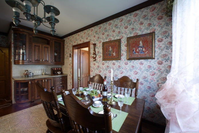 cozinha-sala de jantar em estilo inglês