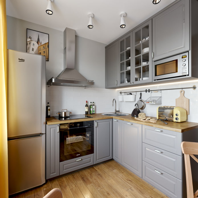 conjunto de cozinha cinza