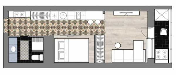 layout da cozinha no corredor do estúdio
