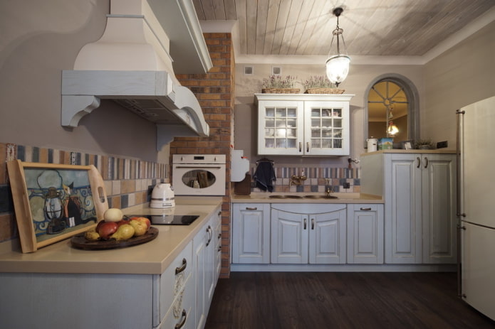 decoração e iluminação na cozinha em estilo campestre rústico