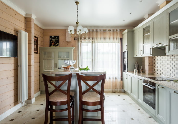 móveis no interior da cozinha em estilo rústico campestre