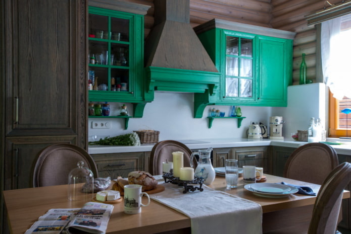 decoração e iluminação na cozinha em estilo campestre rústico