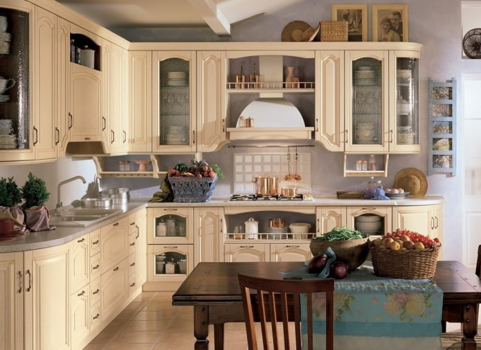 interior da cozinha em estilo campestre rústico