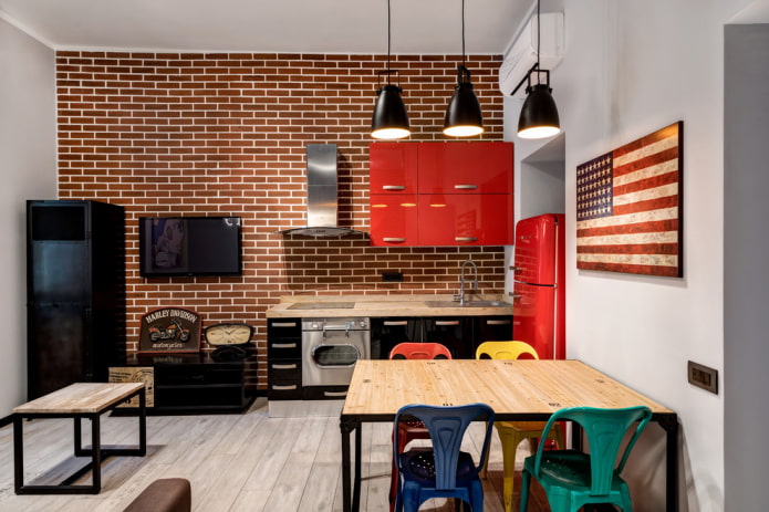 pintura da bandeira americana na cozinha
