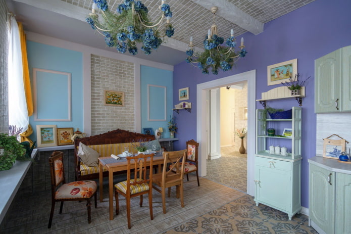 móveis no interior da cozinha em estilo provençal