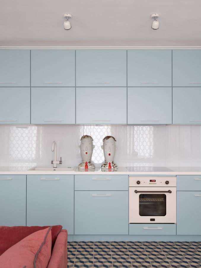 conjunto de cozinha azul