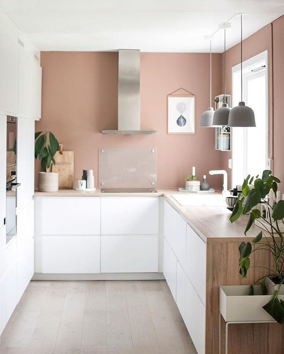 paredes rosa na cozinha