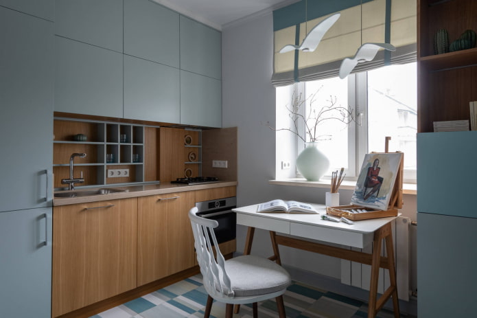 cozinha linear em um edifício Khrushchev