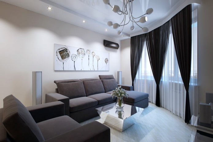 interior de um apartamento de três cômodos de 70 metros quadrados