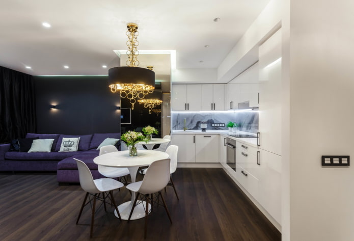 projeto de cozinha no interior de um apartamento de 70 metros quadrados