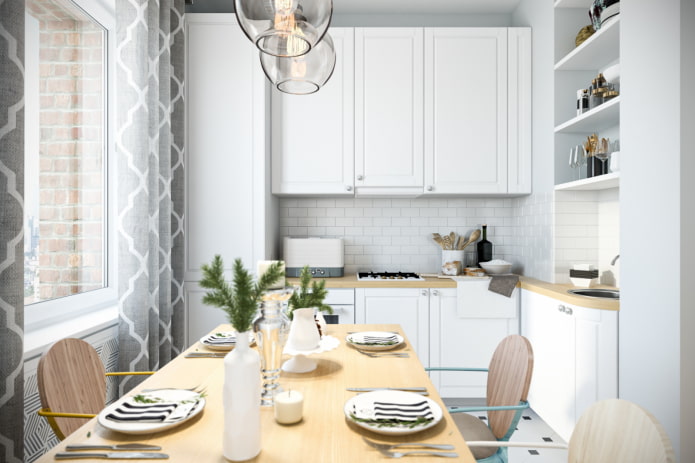projeto de cozinha no interior de um apartamento de 70 metros quadrados