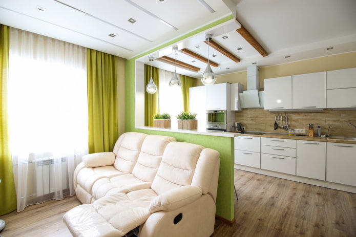 interior de um apartamento de três cômodos de 70 metros quadrados