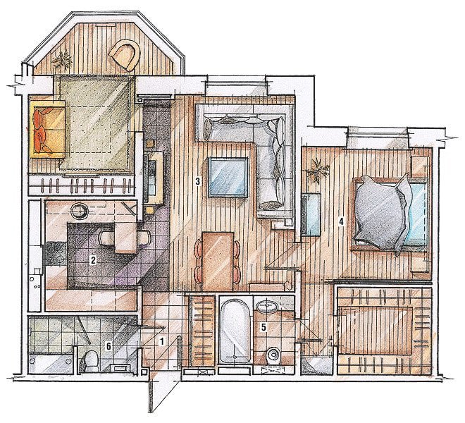Layout de apartamento de 70 metros quadrados