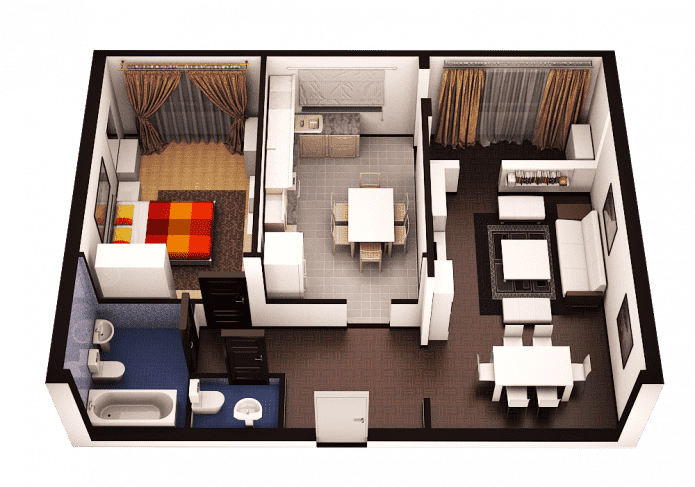 Layout de apartamento de 70 metros quadrados