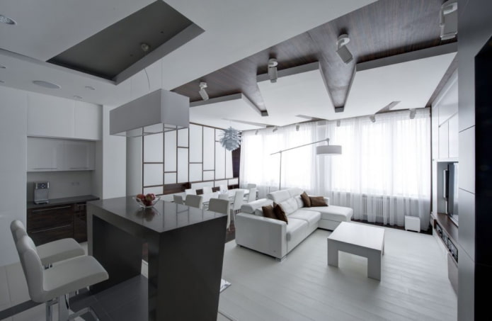 interior de um apartamento de dois cômodos de 70 metros quadrados
