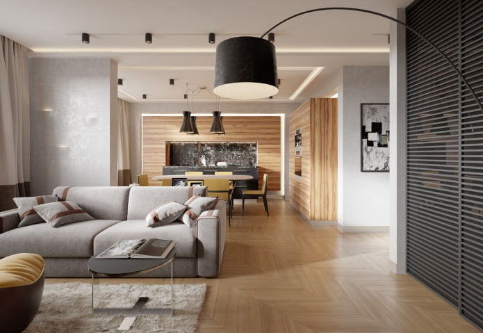 interior de um apartamento de 70 metros quadrados em estilo moderno