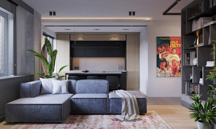 interior de um apartamento de três cômodos de 70 metros quadrados