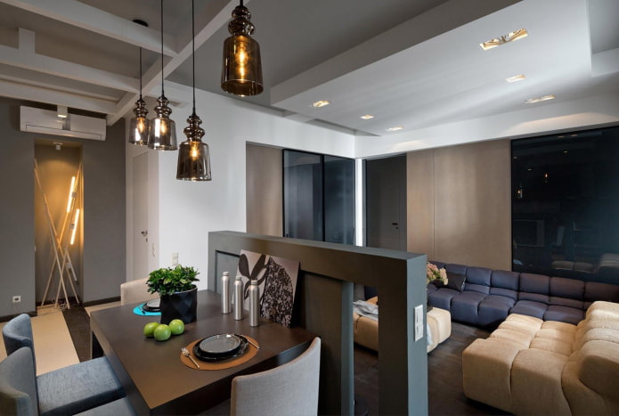 interior de um apartamento de dois cômodos de 70 metros quadrados