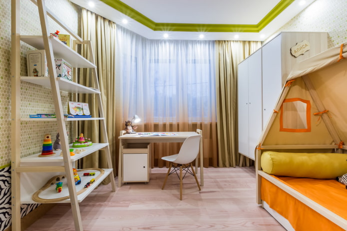 design de quarto infantil no interior de um apartamento de 70 metros quadrados